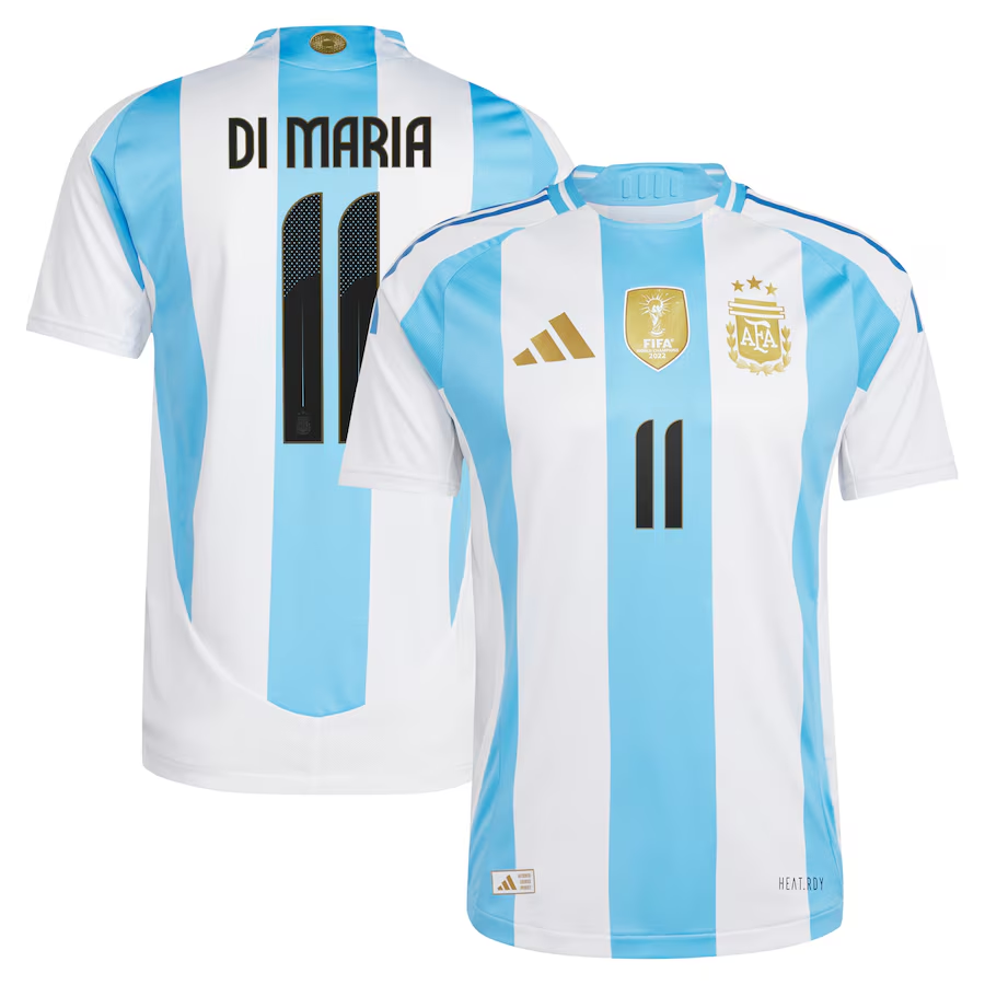 Men's Argentina #11 Di maria 2024 White Home Soccer Jersey