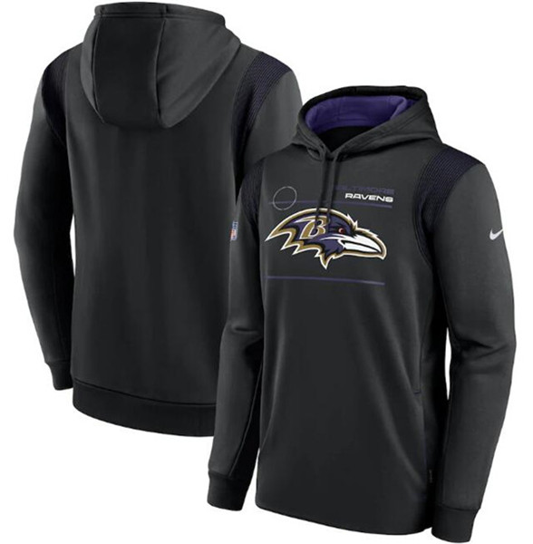 Men's Baltimore Ravens 2021 Black Sideline Logo Performance Pullover ...