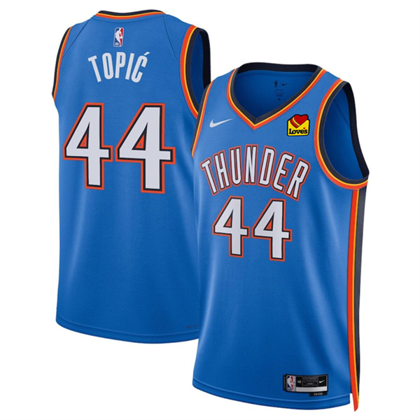 Men's Oklahoma City Thunder #44 Nikola Topić Blue 2024 Draft Icon Edition Stitched Basketball Jersey