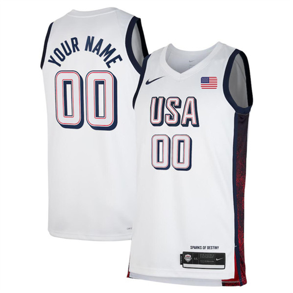 Men's USA Basketball Active Player Custom White 2024 Swingman Stitched Jersey