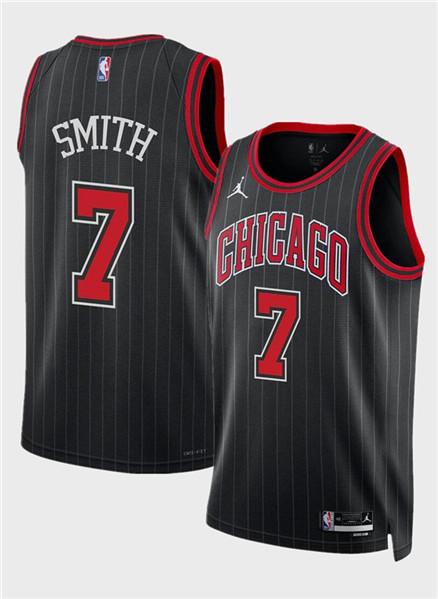 Men's Chicago Bulls #7 Jalen Smith Black 2024 Draft Statement Edition Stitched Basketball Jersey