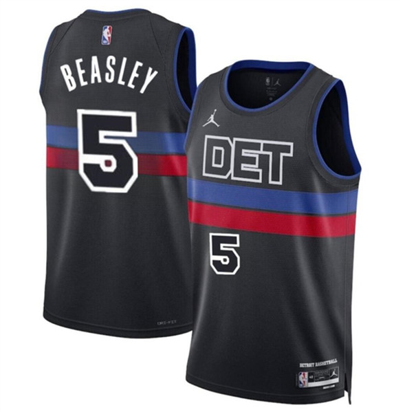 Men's Detroit Pistons #5 Malik Beasley Black 2024 Statement Edition Stitched Jersey