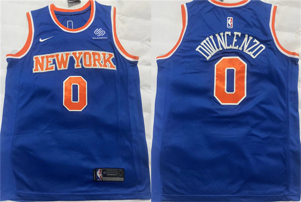 Men's New York Knicks #0 Donte DiVincenzo Blue Stitched Basketball Jersey