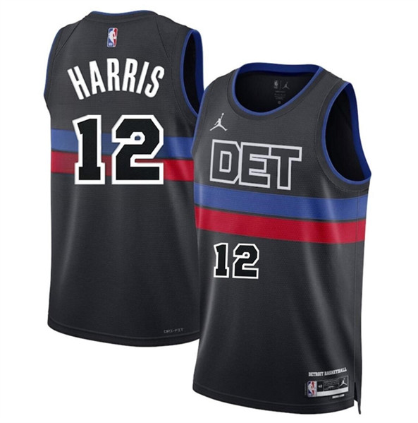 Men's Detroit Pistons #12 Tobias Harris Black 2024 Statement Edition Stitched Basketball Jersey