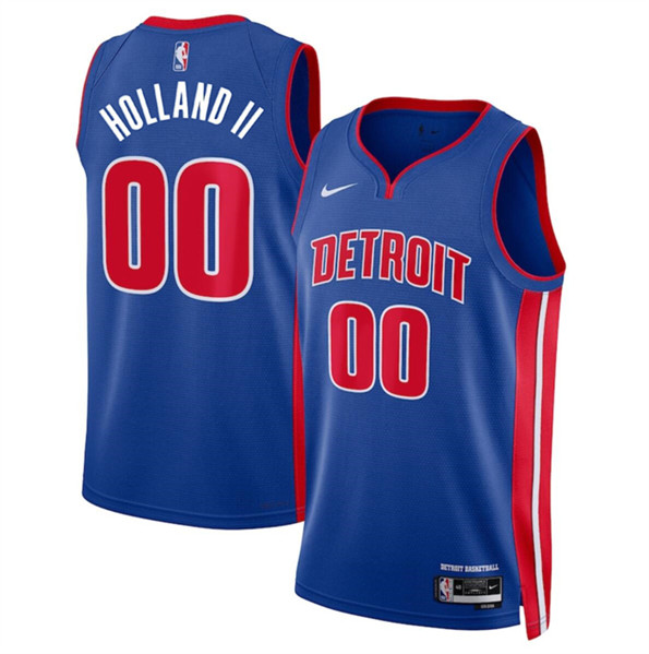 Men's Detroit Pistons #00 Ron Holland II Blue 2024 Icon Edition Stitched Jersey