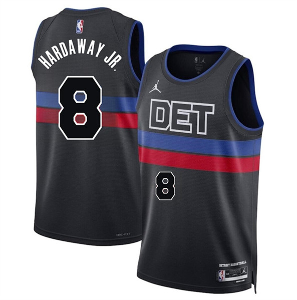Men's Detroit Pistons #8 Tim Hardaway Jr Black 2024 Statement Edition Stitched Jersey