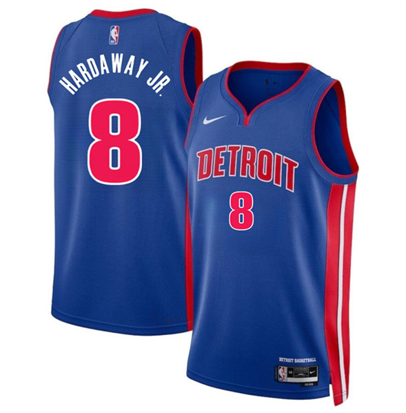 Men's Detroit Pistons #8 Tim Hardaway Jr Blue 2024 Icon Edition Stitched Jersey