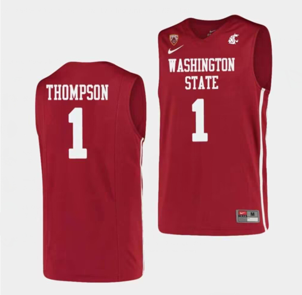 Men's Washington State University #1 Klay Thompson Red Stitched Jersey