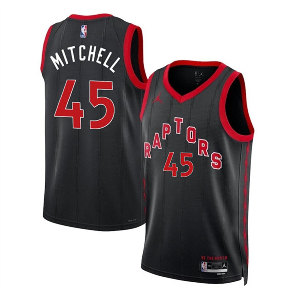 Men's Toronto Raptors #45 Davion Mitchell Black Statement Edition Stitched Basketball Jersey