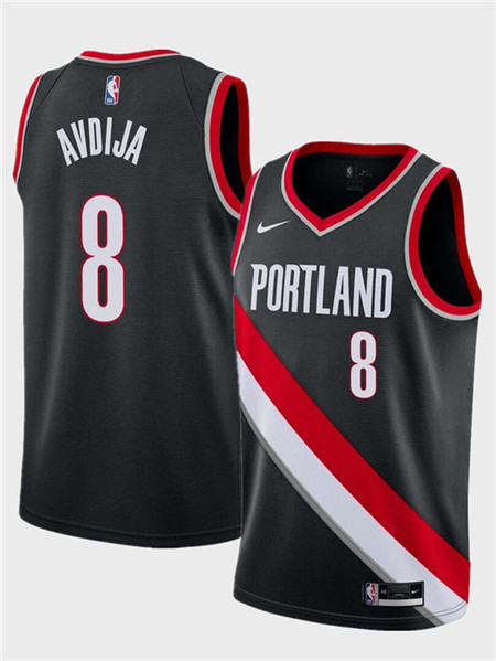 Men's Portland Trail Blazers #8 Deni Avdija Black Icon Edition Stitched Basketball Jersey