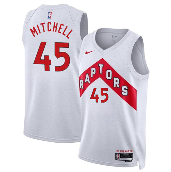 Men's Toronto Raptors #45 Davion Mitchell White Association Edition Stitched Basketball Jersey