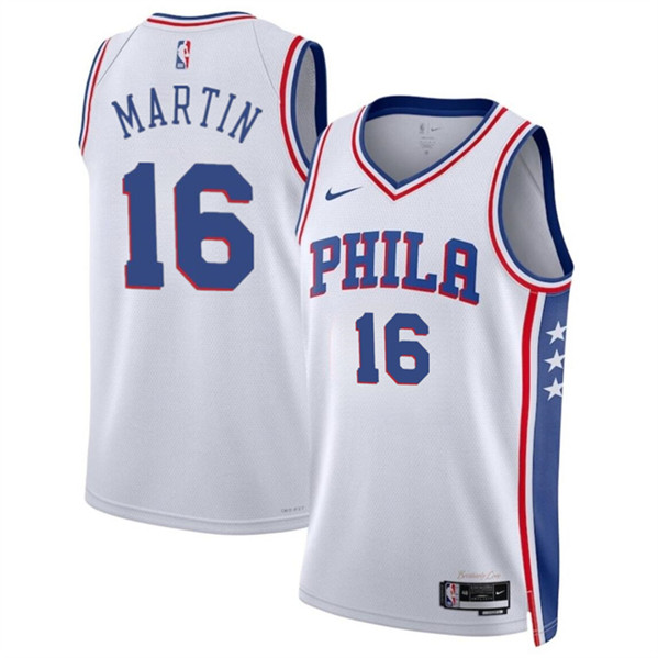 Men's Philadelphia 76ers #16 Caleb Martin White Association Edition Stitched Jersey