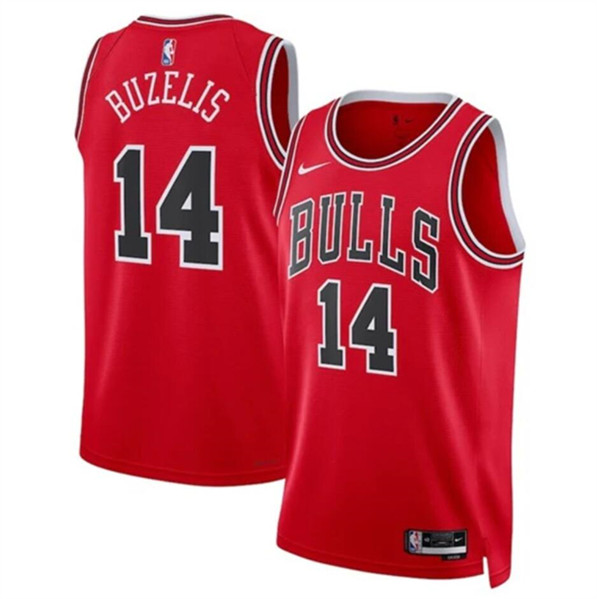 Men's Chicago Bulls #14 Matas Buzelis Red 2024 Draft Icon Edition Stitched Basketball Jersey