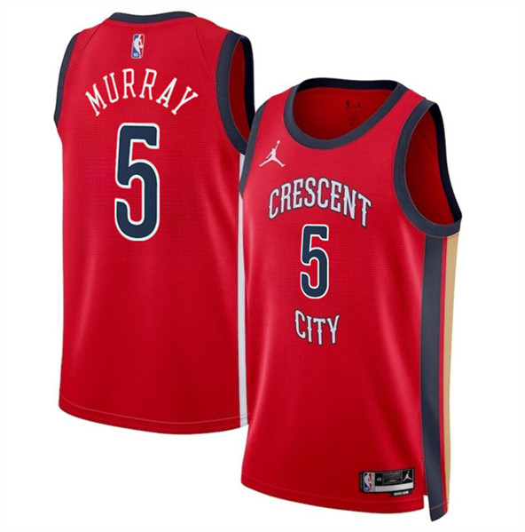 Men's New Orleans Pelicans #5 Dejounte Murray Red Statement Edition Stitched Basketball Jersey