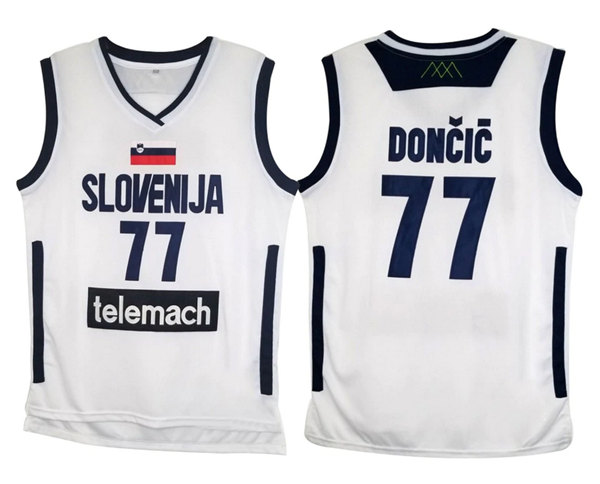 Men's Dallas Mavericks Navy #77 Luka Doncic White Stitched Jersey