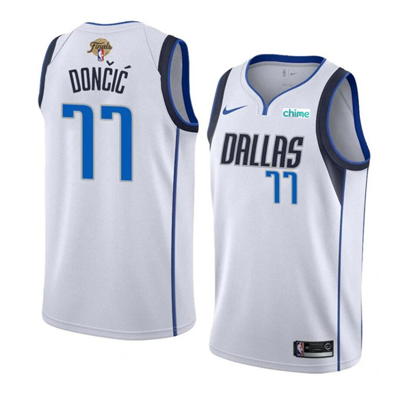 Men's Dallas Mavericks #77 Luka Doncic White 2024 Finals Association Edition Stitched Basketball Jersey