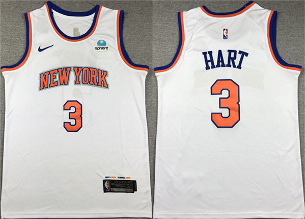 Men's New York Knicks #3 Josh Hart White Stitched Basketball Jersey