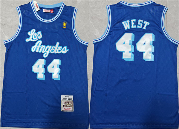 Men's Los Angeles Lakers #44 Jerry West Blue Throwback basketball Stitched Jersey