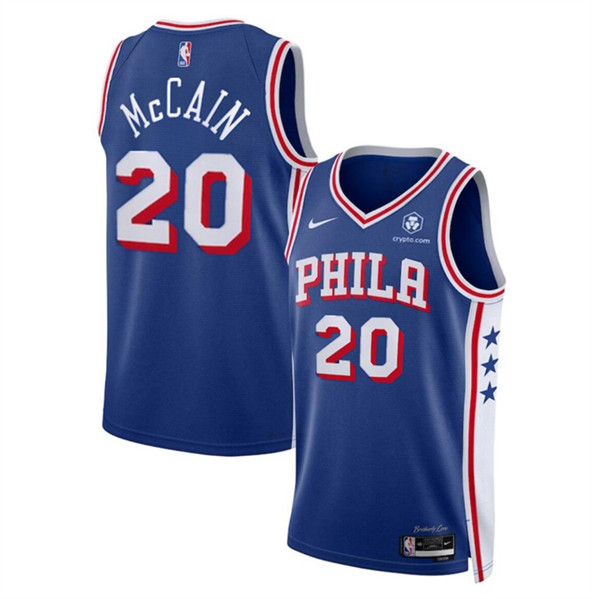 Men's Philadelphia 76ers #20 Jared McCain Royal 2024 Draft Icon Edition Basketball Stitched Jersey