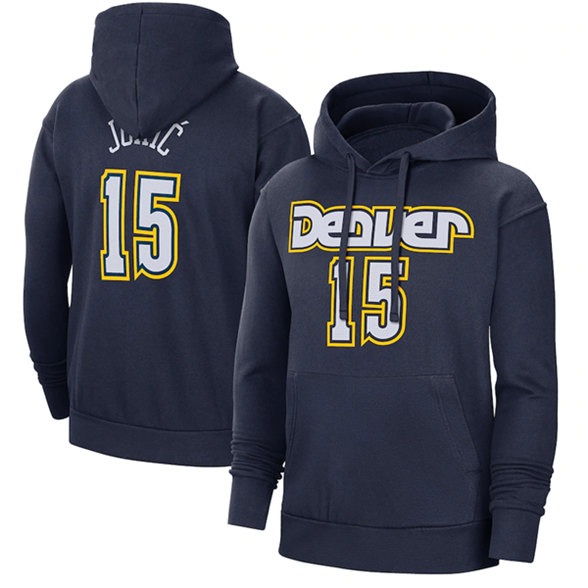 Men's Denver Nuggets #15 Nikola Jokic Navy Pullover Hoodie [NBA_Nuggets ...