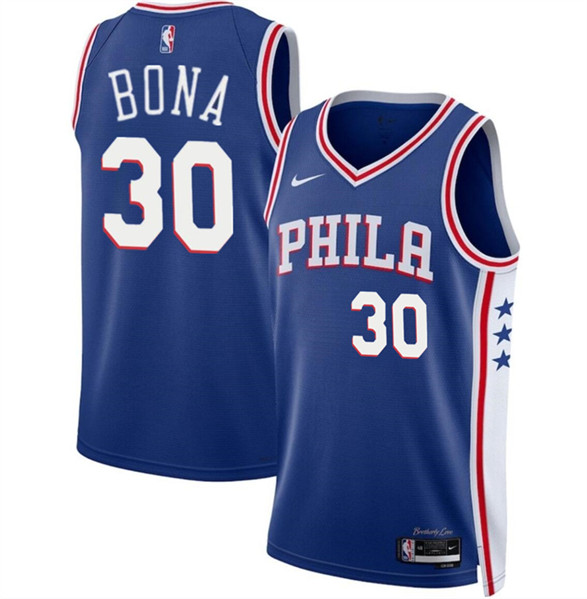 Men's Philadelphia 76ers #30 Adam Bona Royal 2024 Draft Icon Edition Basketball Stitched Jersey