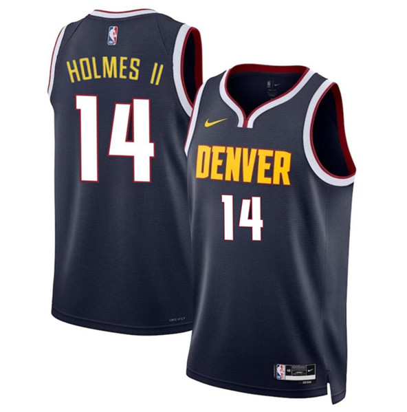 Men's Denver Nuggets #14 DaRon Holmes II Navy 2024 Draft Icon Edition Stitched Basketball Jersey