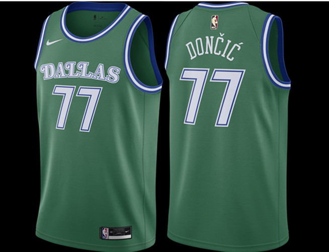 Men's Dallas Mavericks Navy #77 Luka Doncic 20-21 Green Stitched NBA Jersey