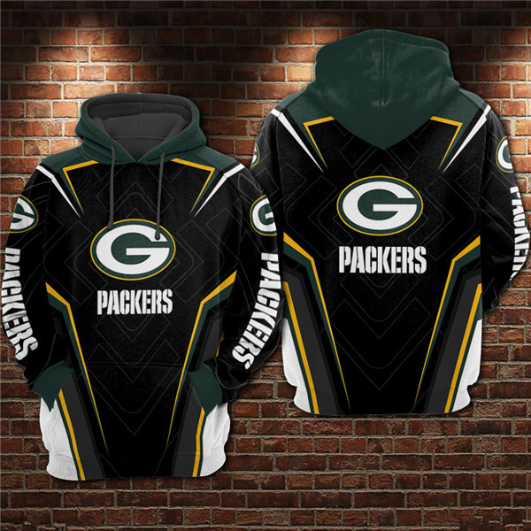 Men's Green Bay Packers Black/Green 3D All Over Print Pullover Hoodie ...