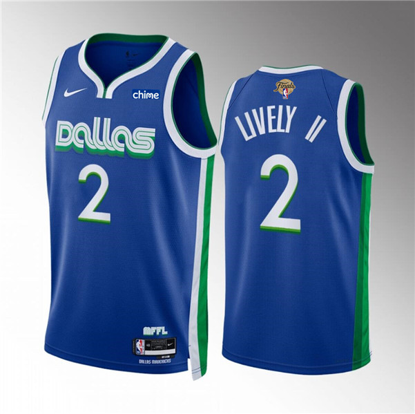Men's Dallas Mavericks #2 Dereck Lively II Blue 2024 Finals City Edition Stitched Basketball Jersey
