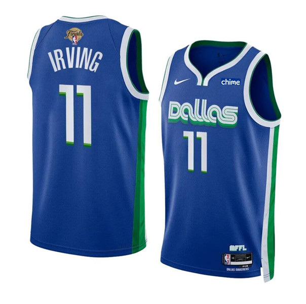Men's Dallas Mavericks #11 Kyrie Irving Blue 2024 Finals City Edition Stitched Basketball Jersey