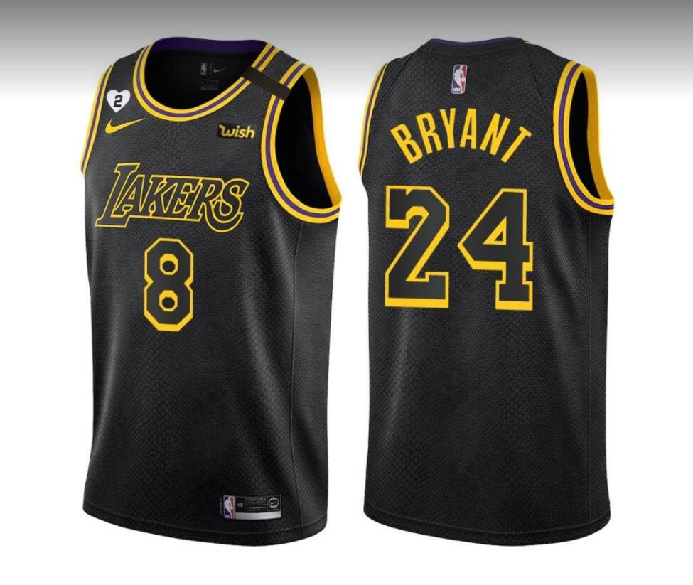 Men's Los Angeles Lakers Front #8 Back #24 Kobe Bryant Black Stitched ...