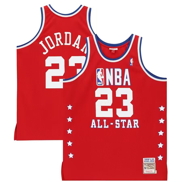 Men's Chicago Bulls #23 Michael Jordan Red 1989 All-Star Stitched Basketball Jersey
