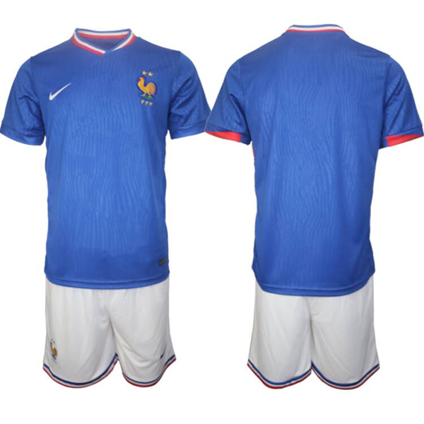 Men's France Custom Blue 2024-25 Home Soccer Jersey Suit