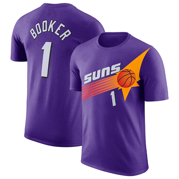 Men S Phoenix Suns 1 Devin Booker Purple 2022 23 Classic Edition Name And Number T Shirt [nba