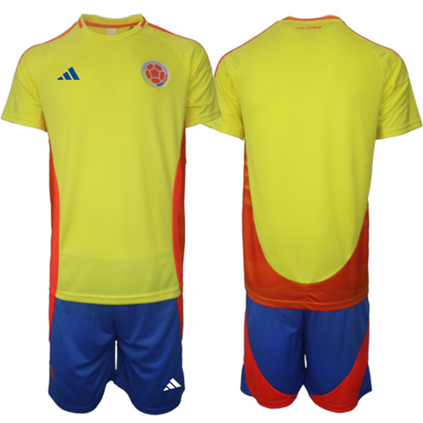 Men's Colombia Custom Yellow/Red 2024-25 Home Soccer Jersey Suit