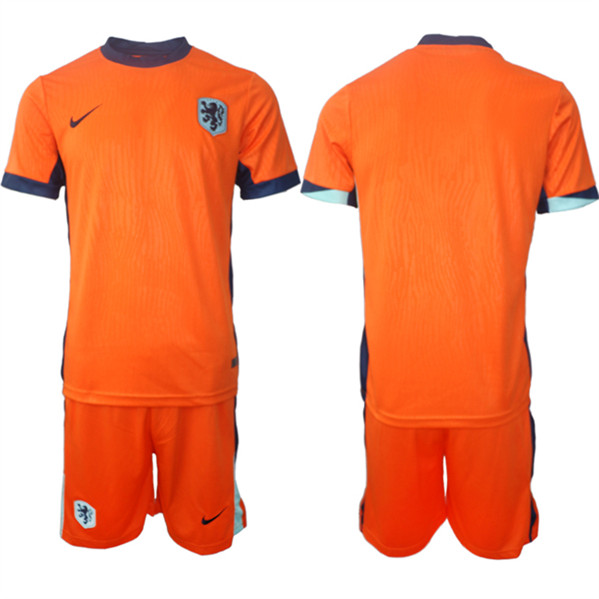 Men's Netherlands Team UEFA Euro 2024 Orange Home Soccer Jersey Suit