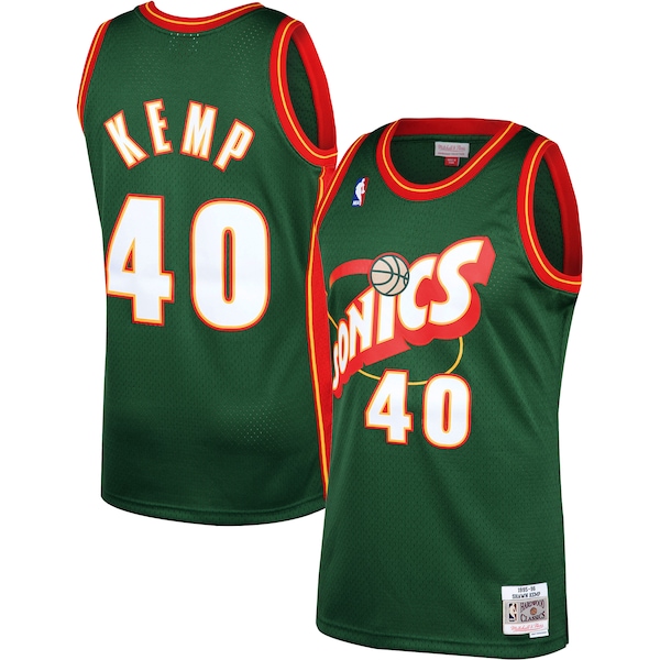 Mitchell And Ness Thunder #40 Shawn Kemp Green SuperSonics Stitched NBA Jersey