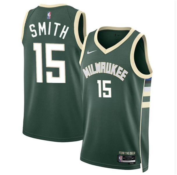 Men's Milwaukee Bucks #15 Tyler Smith Green 2024 Draft Icon Edition Stitched Basketball Jersey