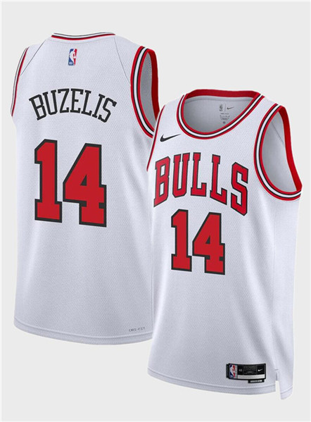 Men's Chicago Bulls #14 Matas Buzelis White 2024 Draft Association Edition Stitched Basketball Jersey
