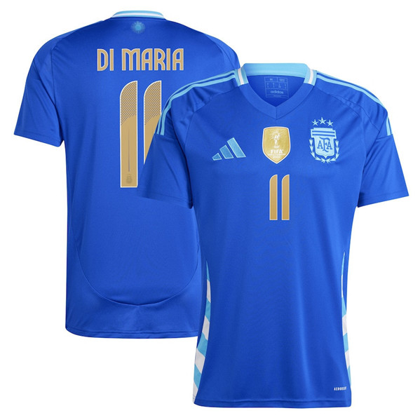 Men's Argentina #11 Di maria 2024 Blue Away Soccer Jersey