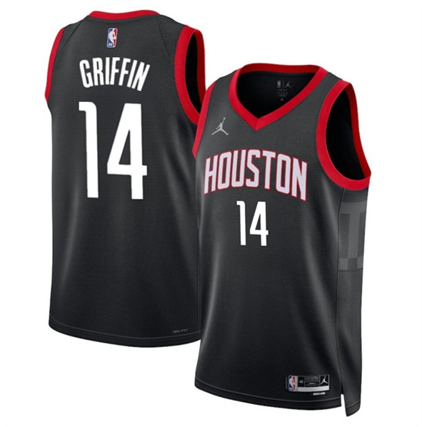 Men's Houston Rockets #14 AJ Griffin Black Statement Edition Stitched Jersey