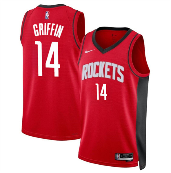 Men's Houston Rockets #14 AJ Griffin Red Icon Edition Stitched Jersey