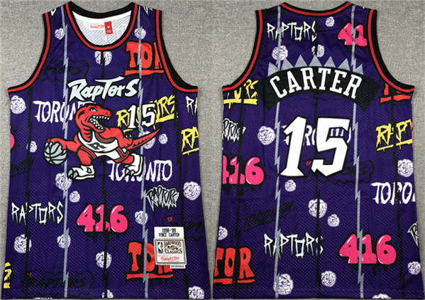 Men's Toronto Raptors #15 Vince Carter Purple 1998-99 Throwback Stitched Jersey