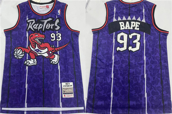 Men's Toronto Raptors #93 Bape Purple 1998-99 Throwback Stitched Jersey