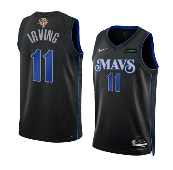 Men's Dallas Mavericks #11 Kyrie Irving Black 2024 Finals City Edition Stitched Basketball Jersey