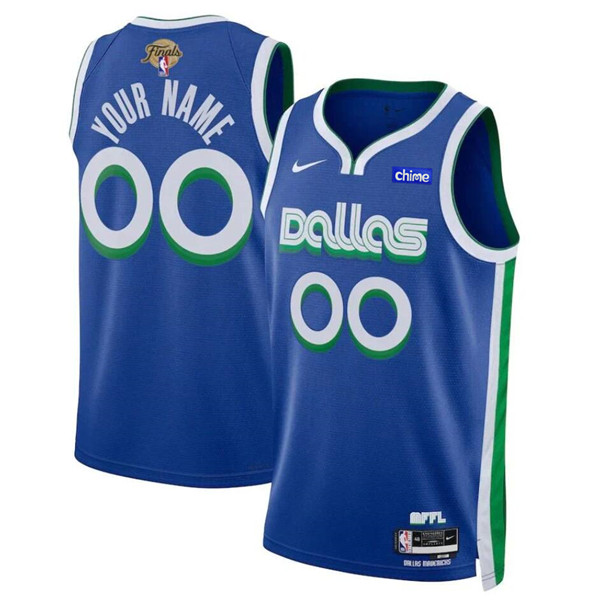 Men's Dallas Mavericks Active Player Custom Blue 2024 Finals City Edition Stitched Basketball Jersey