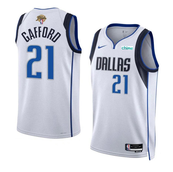 Men's Dallas Mavericks #21 Daniel Gafford White 2024 Finals Association Edition Stitched Basketball Jersey