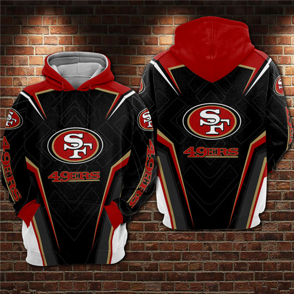 Men's San Francisco 49ers Black/Red 3D All Over Print Pullover Hoodie ...