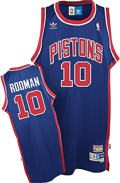 Mens Detroit Pistons 10 Dennis Rodman Navy Throwback Stitched Jersey
