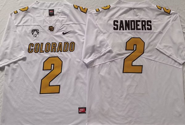 Men's Colorado Buffaloes #2 Shedeur Sanders White With PAC-12 Patch ...